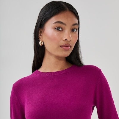 Cotton Cashmere Blend Sweater - Plum