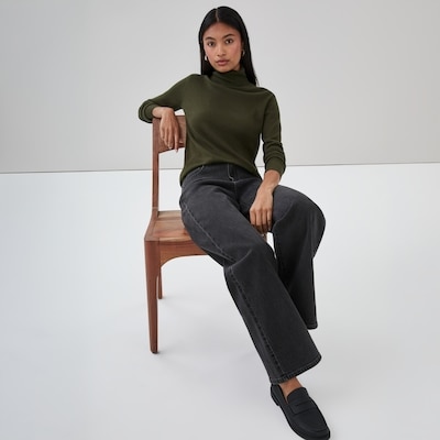 Cotton Cashmere Blend Turtleneck - Dark Green