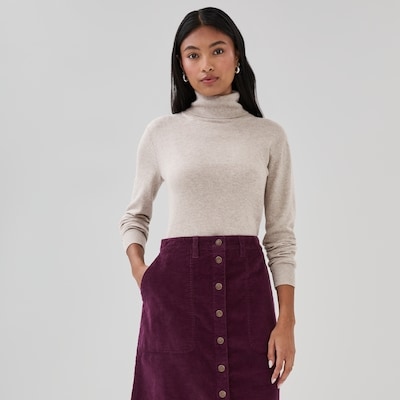 Cotton Cashmere Blend Turtleneck - Dusty Taupe MIx