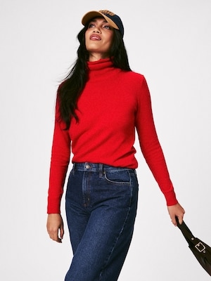 Cotton Cashmere Blend Turtleneck - Red