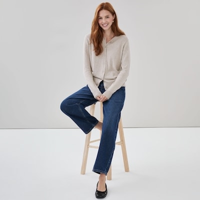 Cotton Cashmere Blend Cardigan - Dusty Taupe MIx