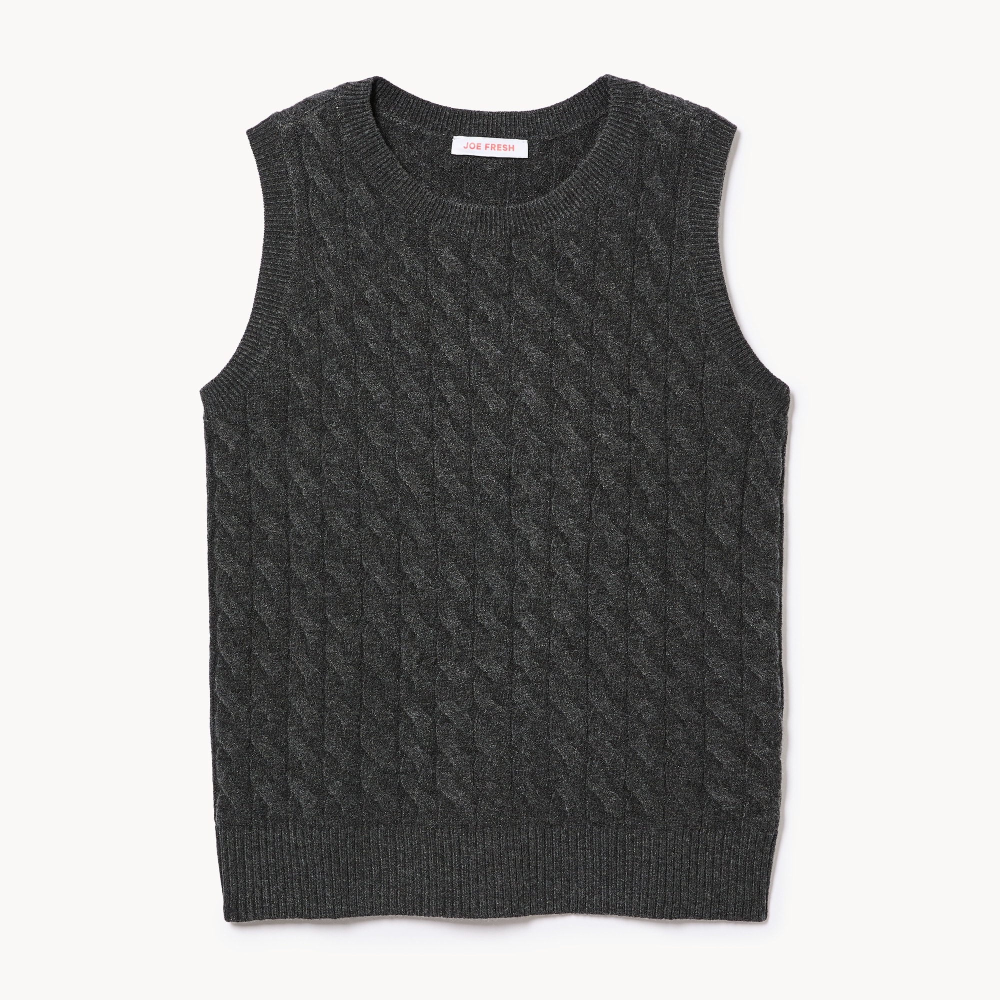 【新品】compact knit vest charcoal Cable Knit Sweater Vest in Dark Charcoal Mix from Joe Fresh