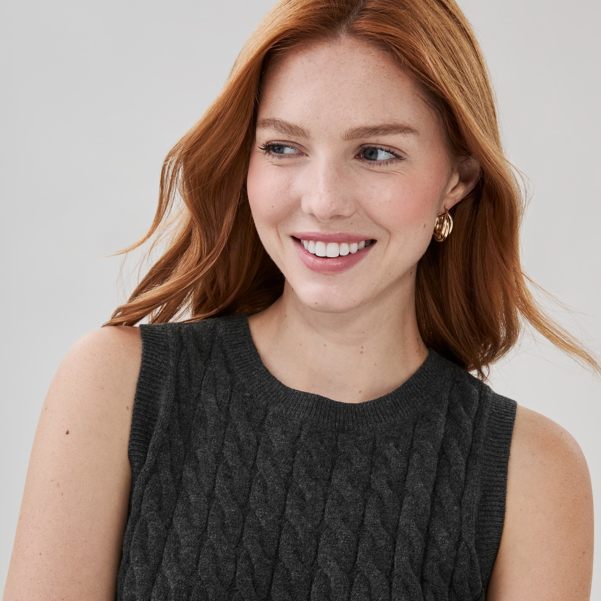 Cable Knit Sweater Vest in Dark Charcoal Mix from Joe Fresh