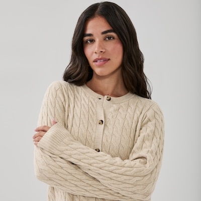 Cable Knit Cardigan - Oat Mix