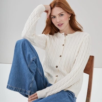 Cable Knit Cardigan - Cream