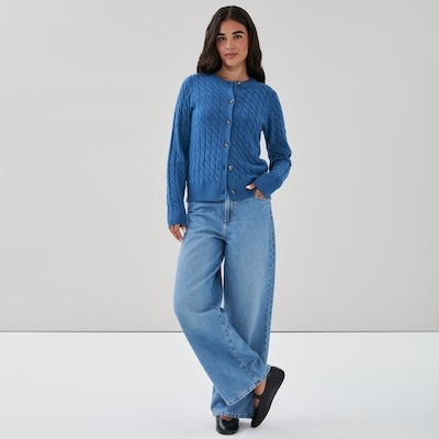 Cable Knit Cardigan - Blue