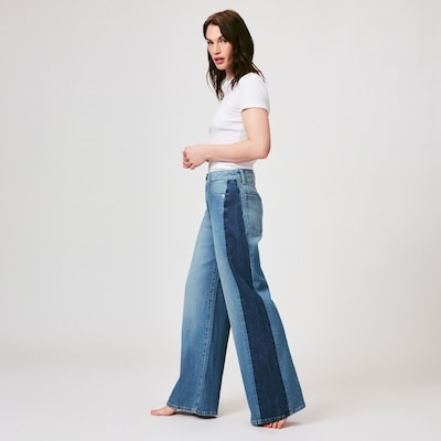 Two Tone Wide Leg Jean - Medium Wash