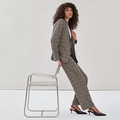 Pantalon de tailleur à jambe large - Brun Foncé