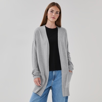 Open Front Cardigan - Grey Mix