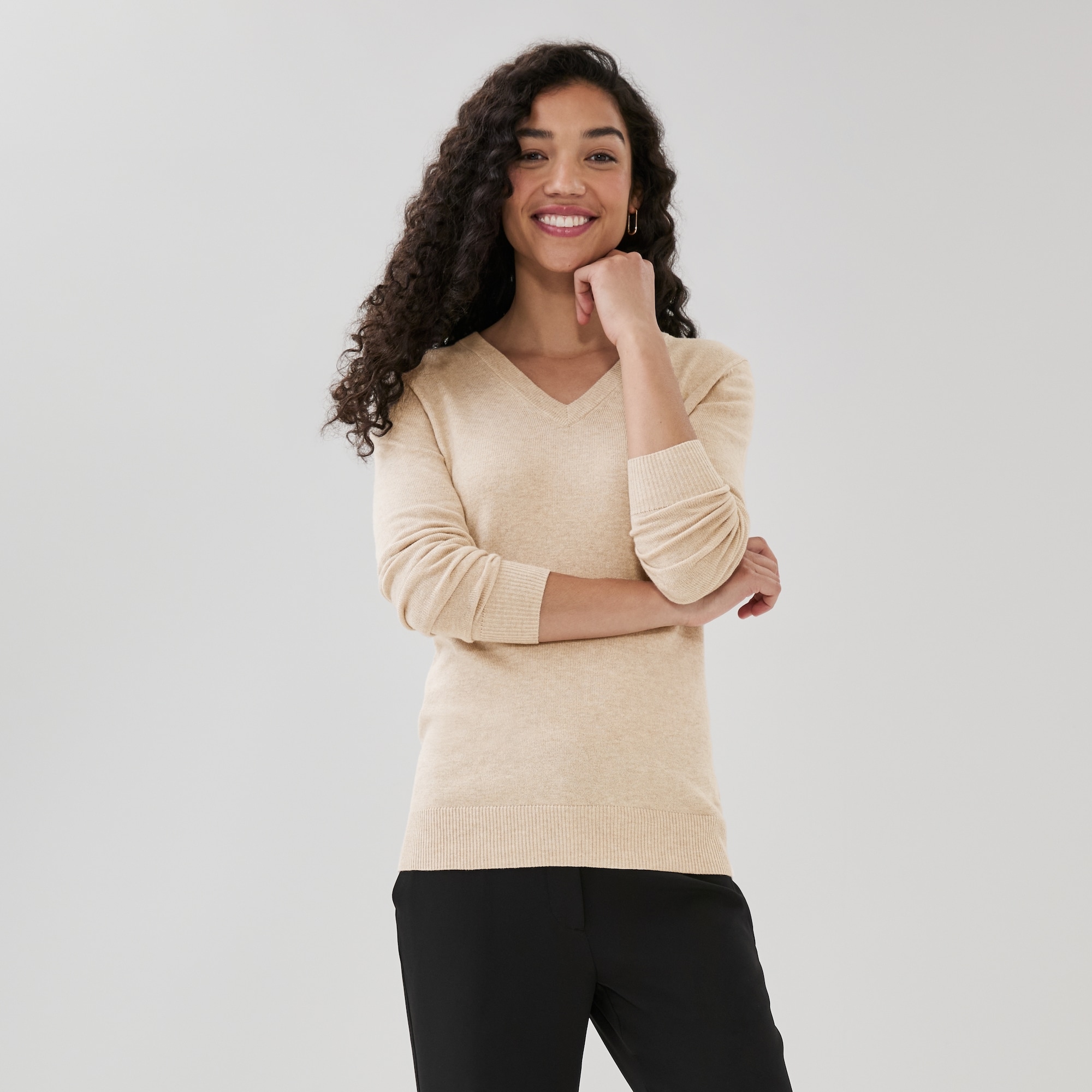 Cotton Cashmere Blend V-Neck Sweater