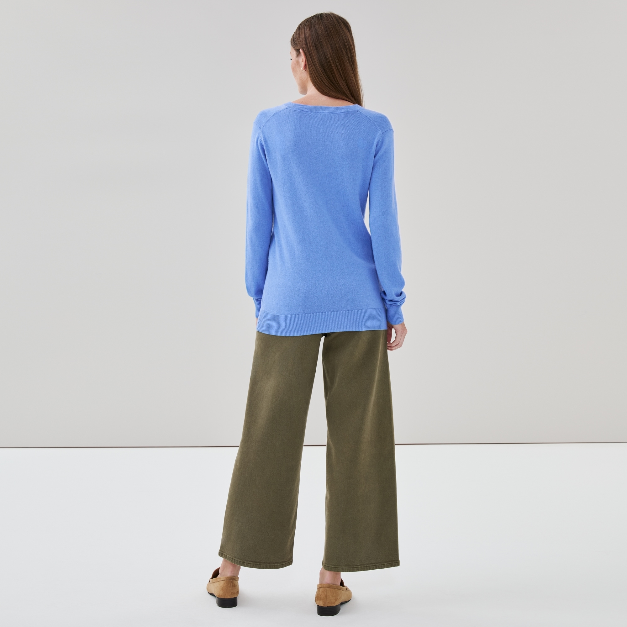 Cotton Cashmere Blend V-Neck Sweater