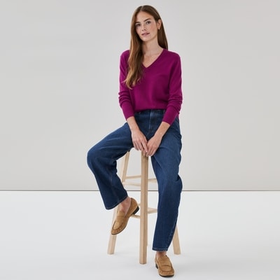 V-Neck Sweater - Plum