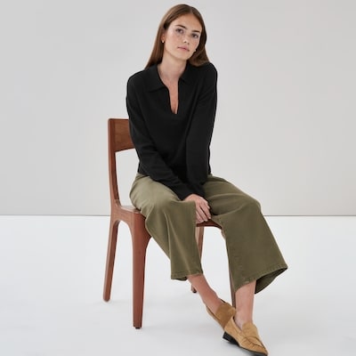 Cotton Cashmere Polo Sweater - JF Black