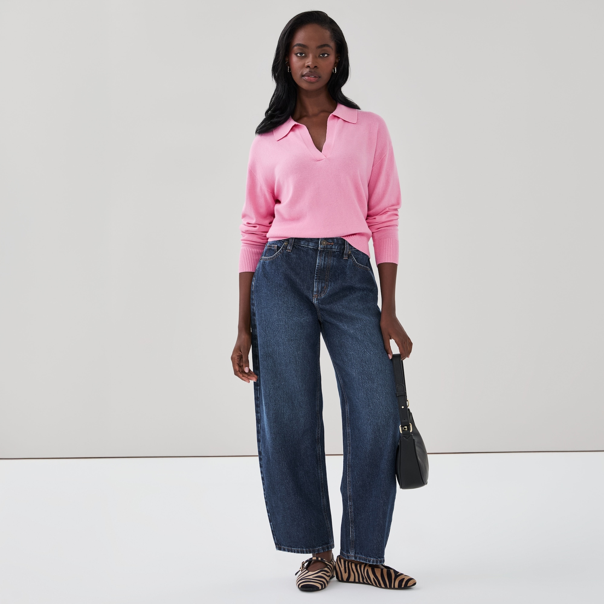 Cotton Cashmere Blend Polo Sweater