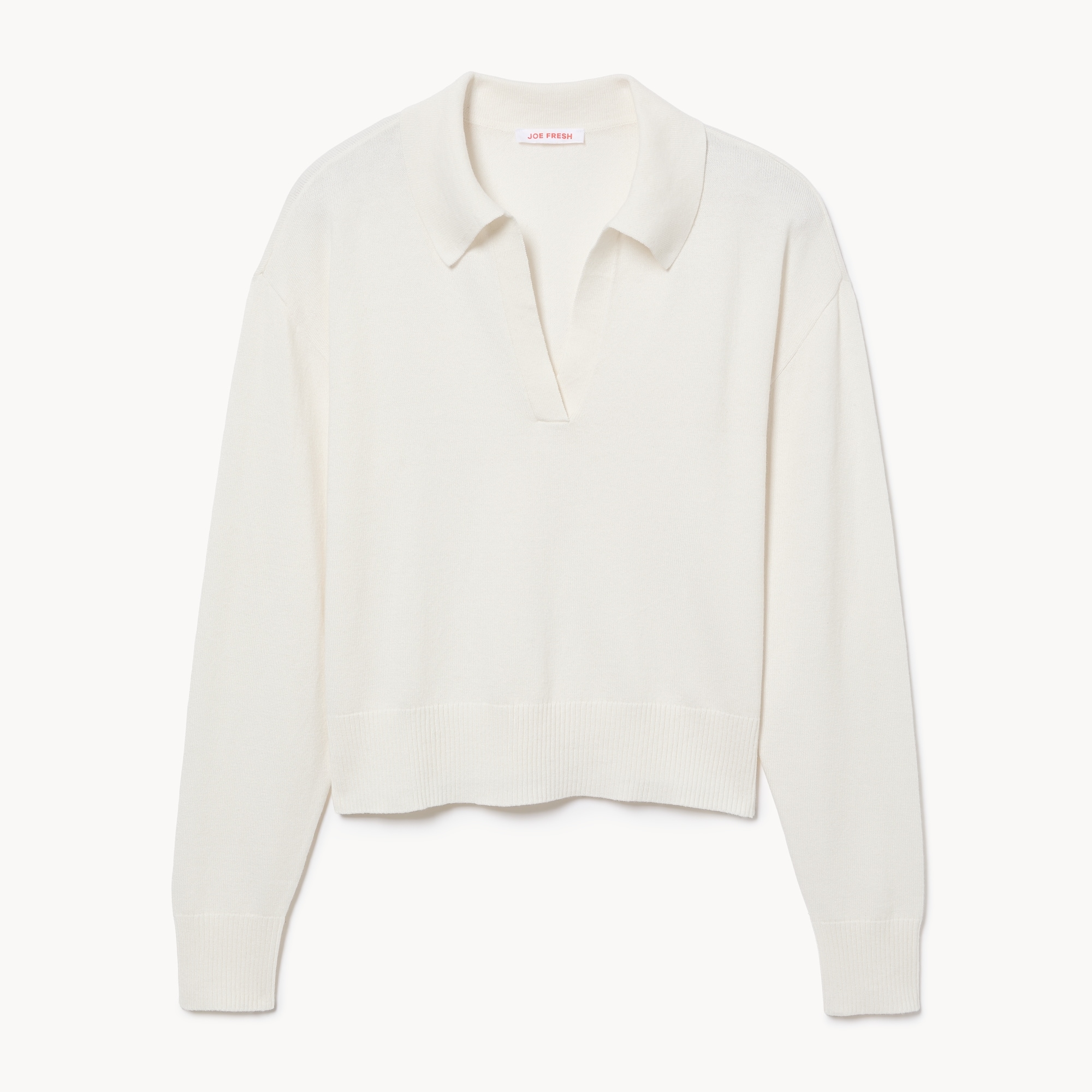 Cotton Cashmere Blend Polo Sweater