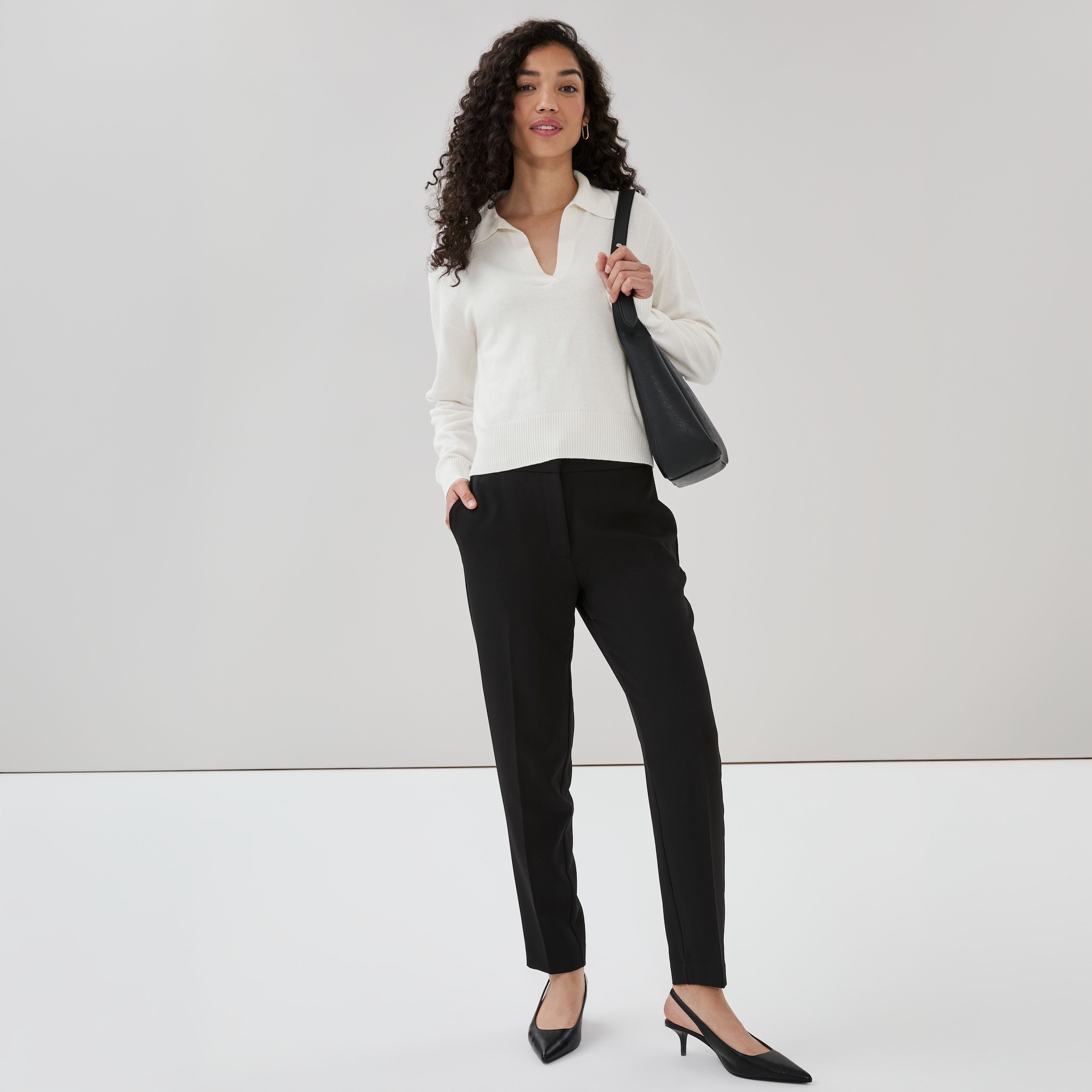 Cotton Cashmere Blend Polo Sweater
