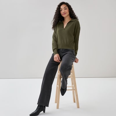 Cotton Cashmere Polo Sweater - Dark Green