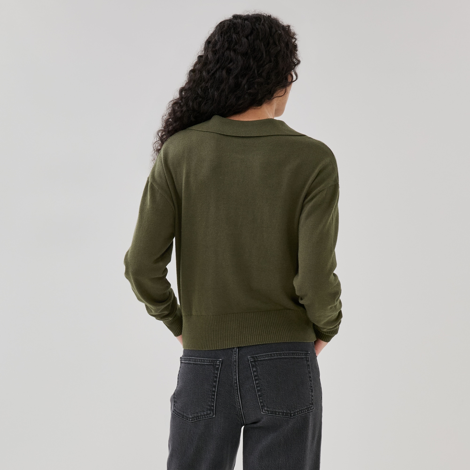 Cotton Cashmere Blend Polo Sweater