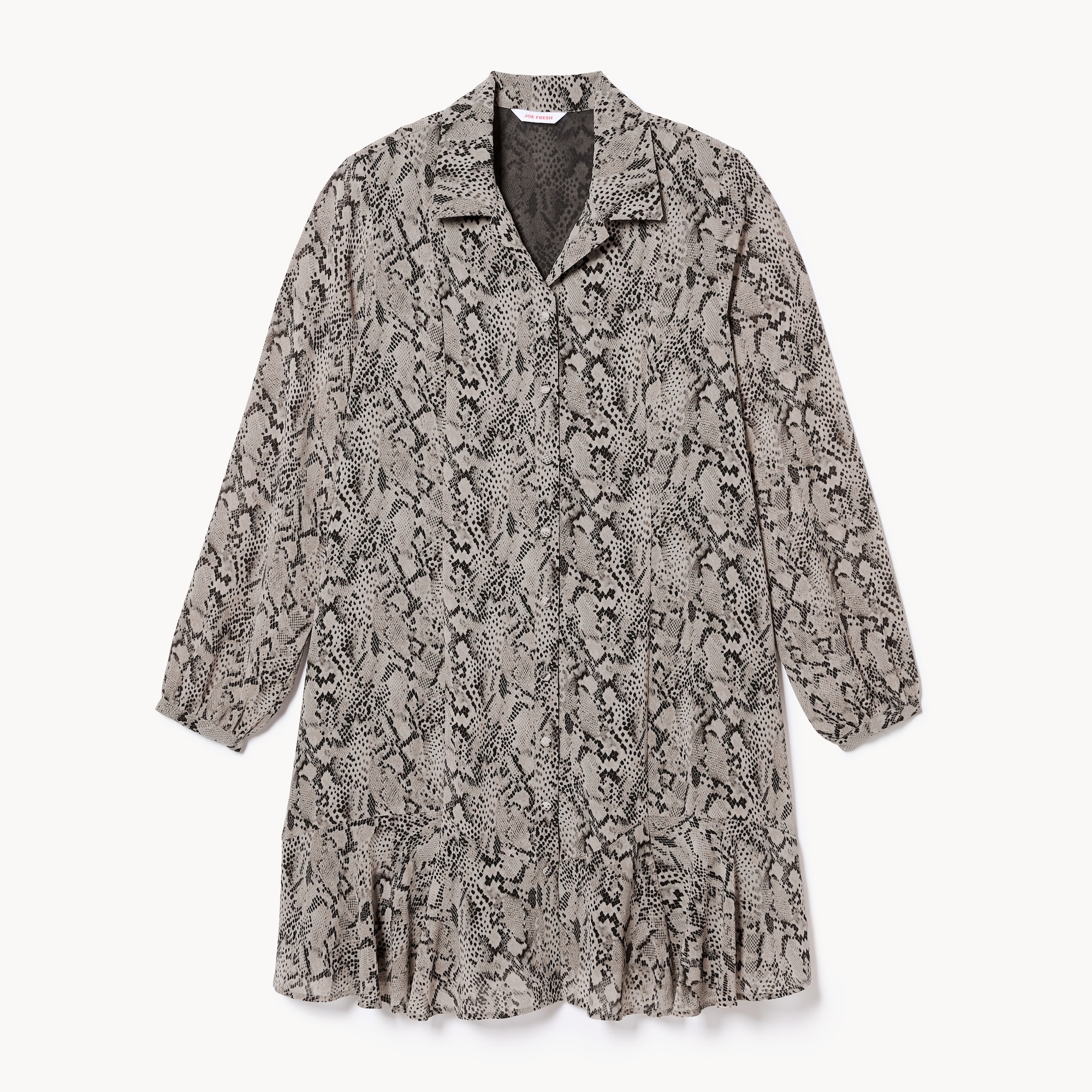 Robe chemisier imprimée à manches longues