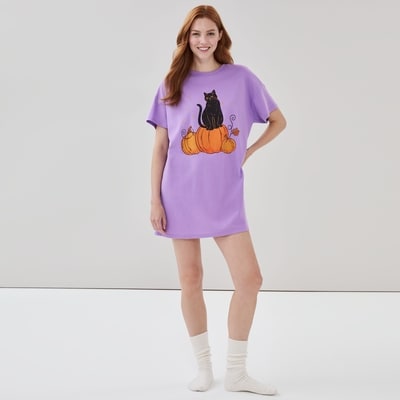 Oversized Graphic Sleep Dress - Purple