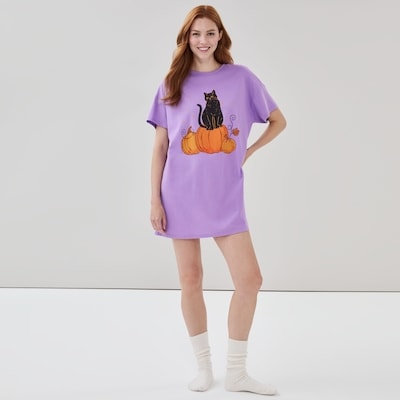 Oversized Graphic Sleep Dress - Purple
