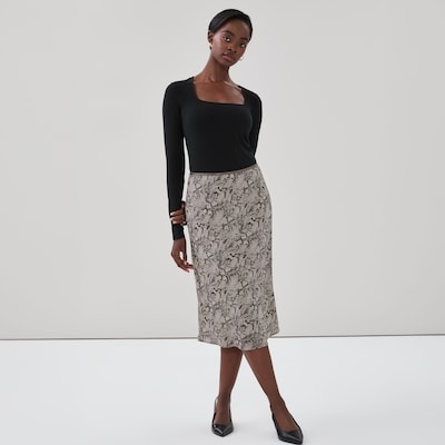 Snake Print Slip Skirt - Grey