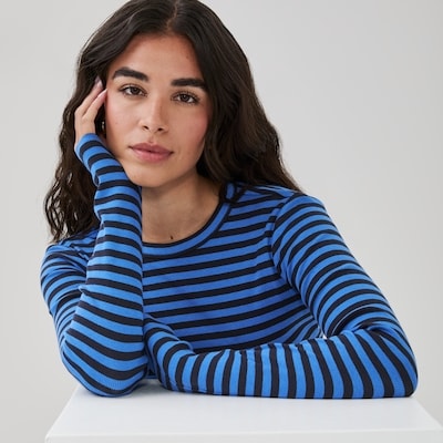 Striped Long Sleeve Top - Dark Navy
