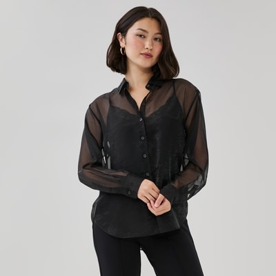 Chemisier ample en organza - Noir
