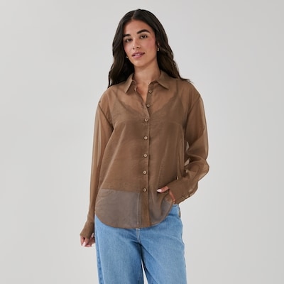 Chemisier ample en organza - Brun