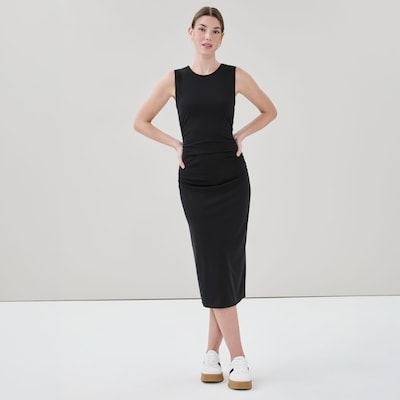 Active Side Ruched Midi Dress - Black