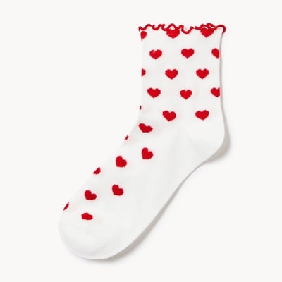 Printed Crew Socks - White