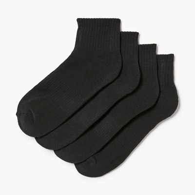 4-Pack Quarter-Crew Socks - Black