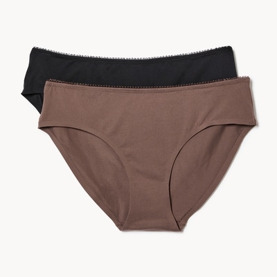 Ens. de 2 culottes bikini invisibles - Brun