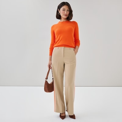 Pantalon à jambe large rayé sur les côtés - Brun Kaki