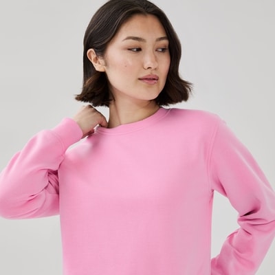 Chandail sport ras du cou en molleton - Rose