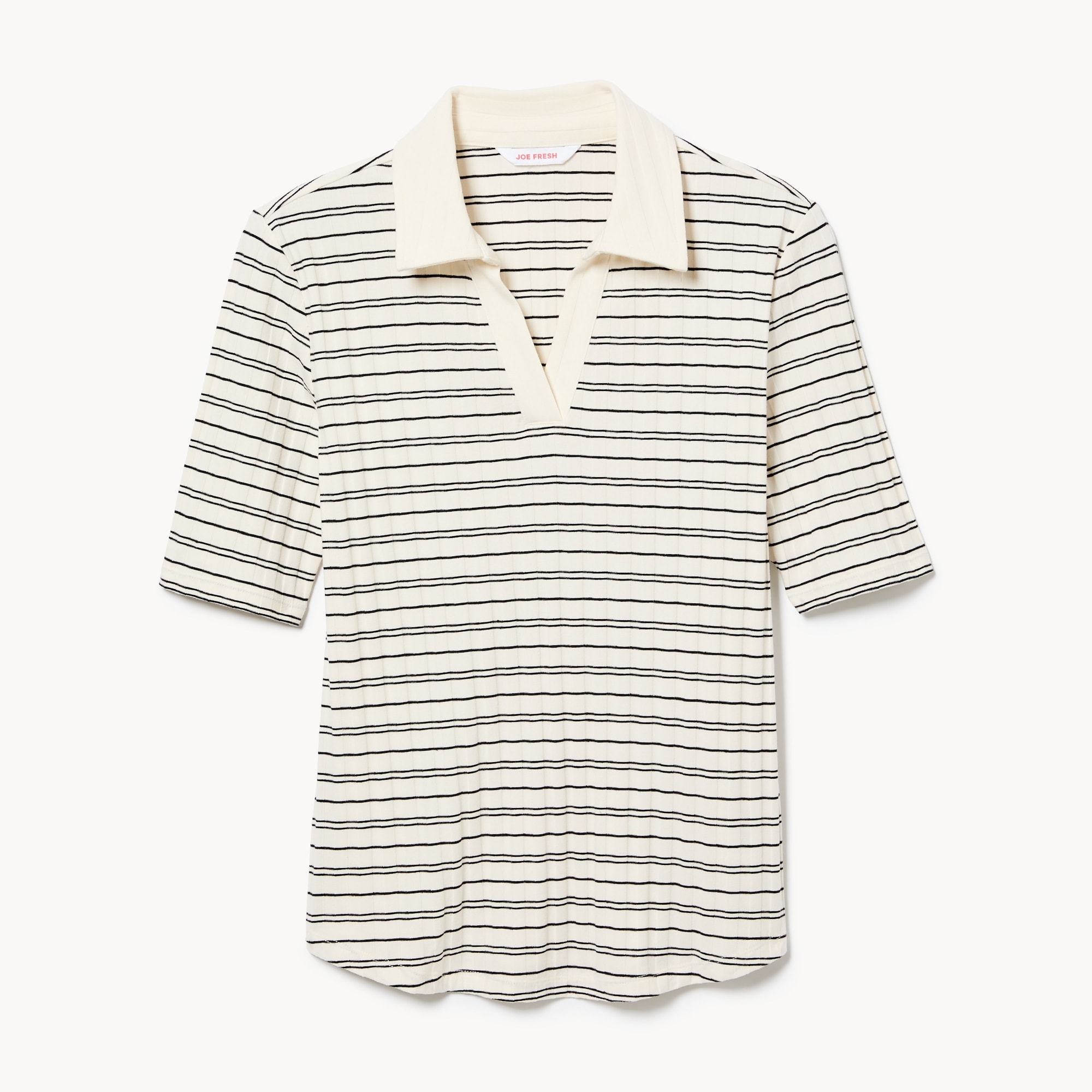 Ribbed Striped Polo
