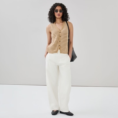 Striped Vest - Dark Sand