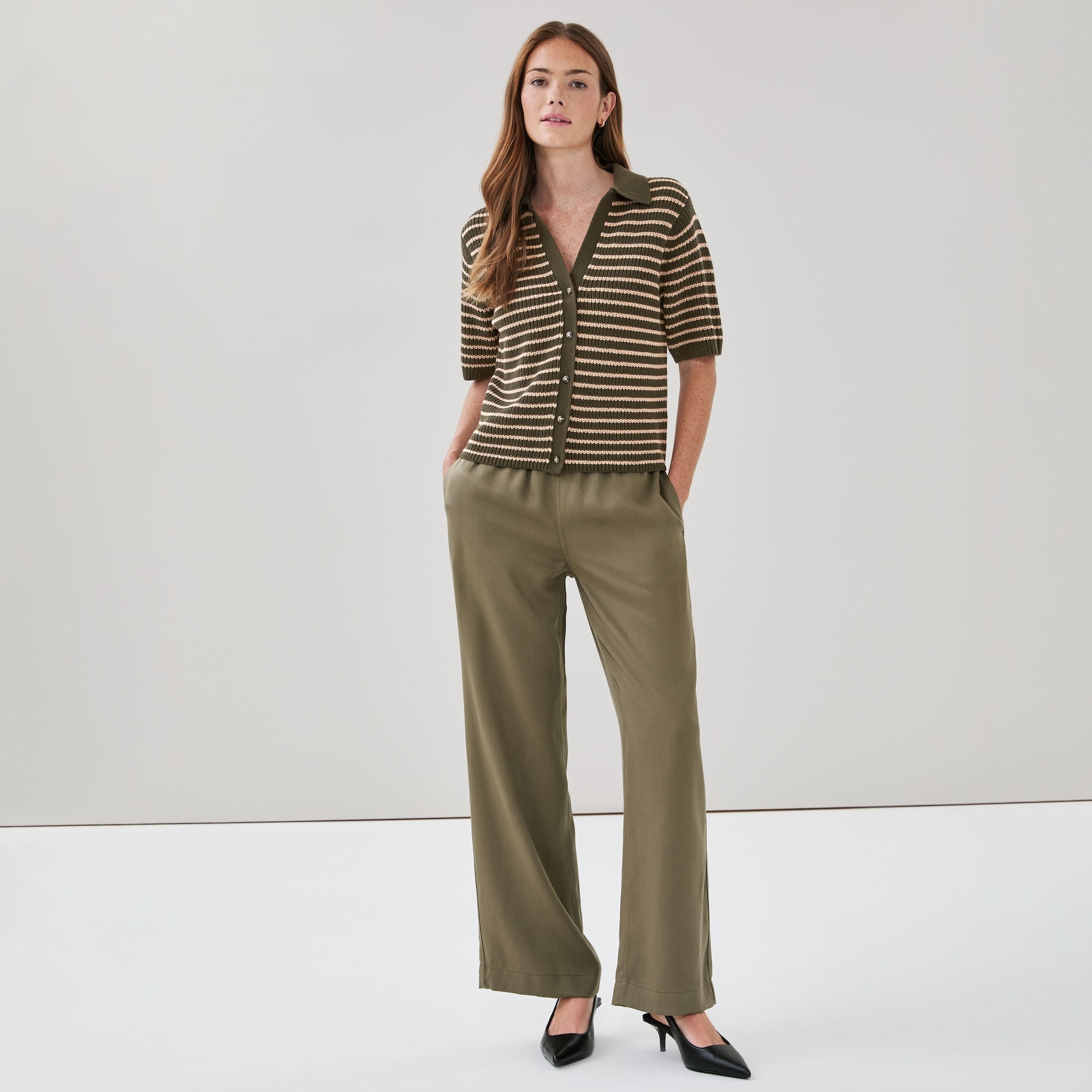 Cardigan rayé style polo
