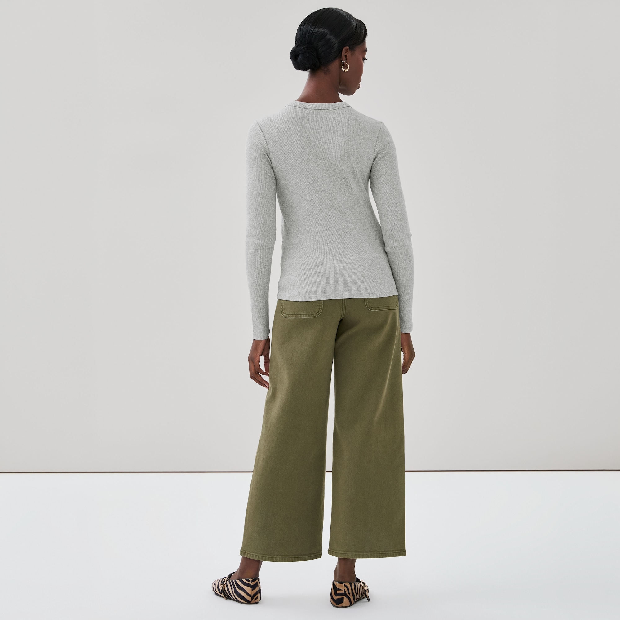 Slim-Fit Ribbed Long Sleeve Top