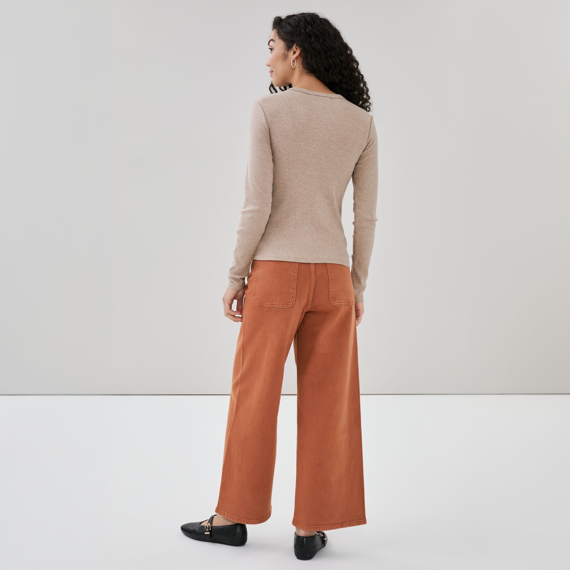 Slim-Fit Ribbed Long Sleeve Top