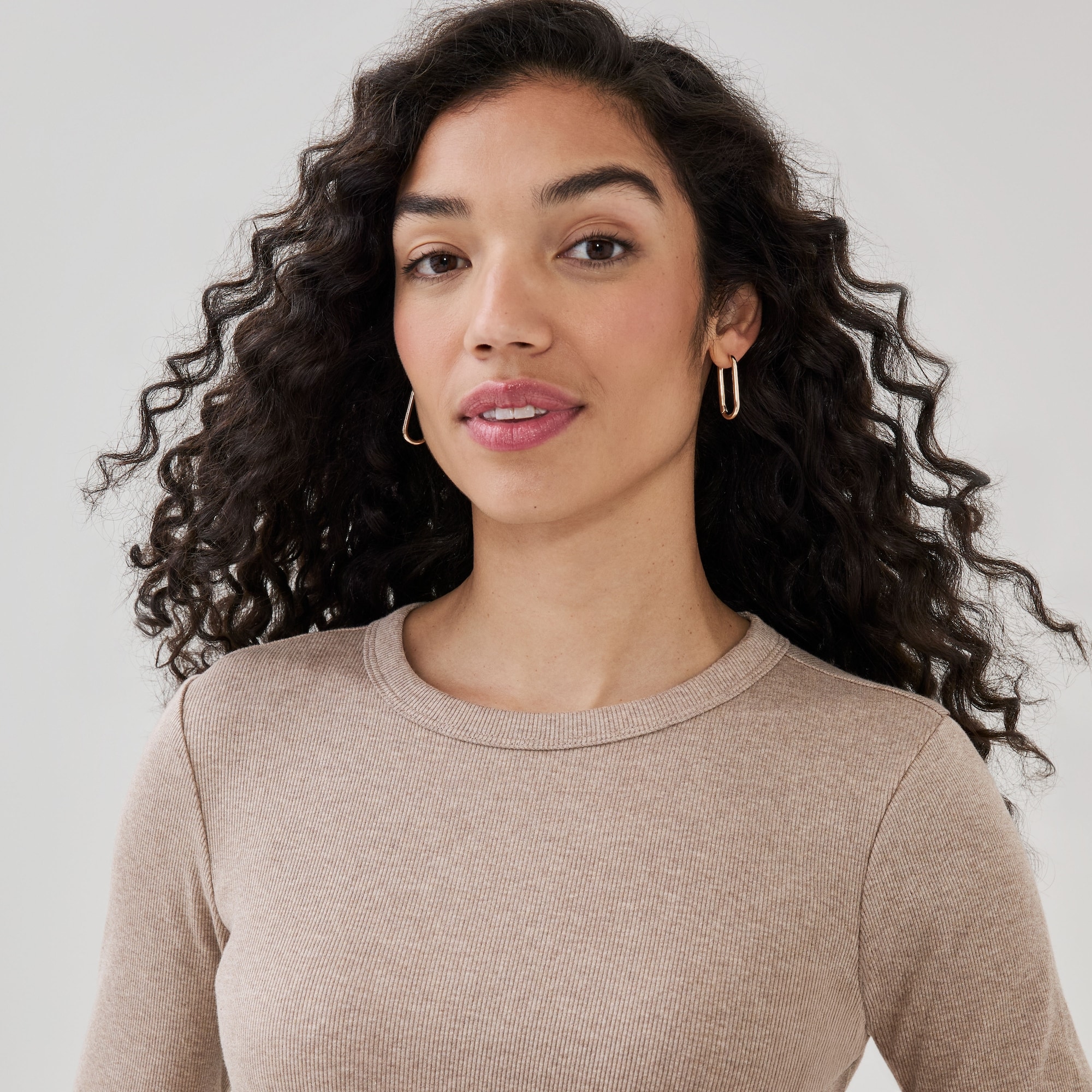 Slim-Fit Ribbed Long Sleeve Top