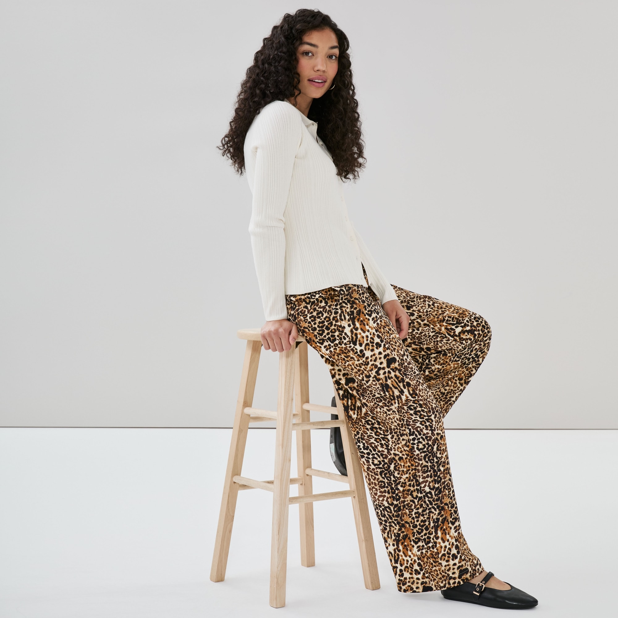 Leopard Print Wide Leg Pant