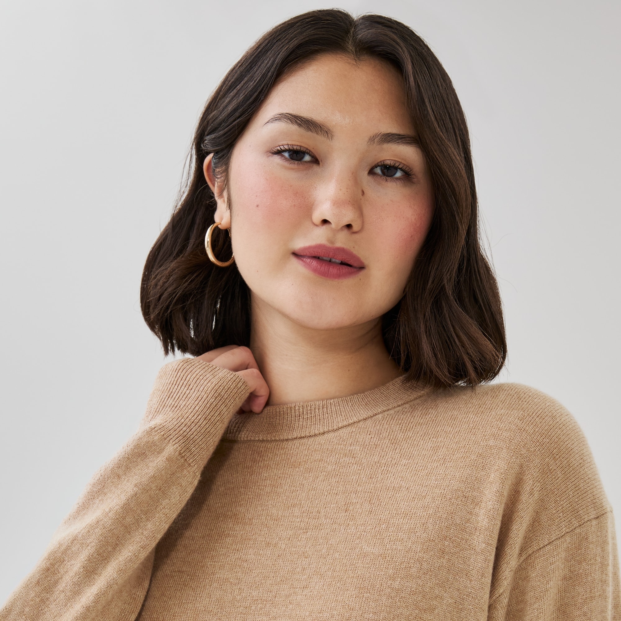 Merino Wool Cashmere Blend Crewneck Sweater