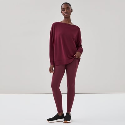 Active Boat Neck Sweater - Maroon