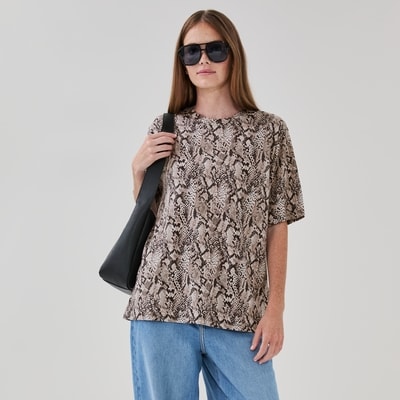 Printed Oversized T-Shirt - Grey