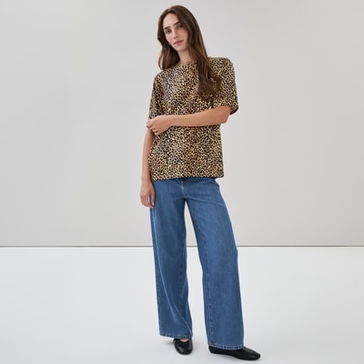 Printed Oversized T-Shirt - Brown