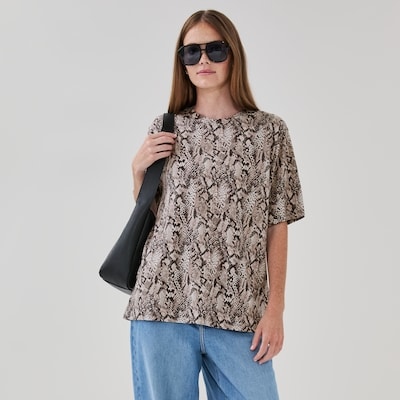 Printed Oversized T-Shirt - Grey
