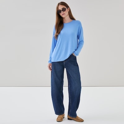 Relaxed Fit Long Sleeve Top - Bright Blue