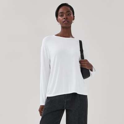Relaxed Fit Long Sleeve Top - White