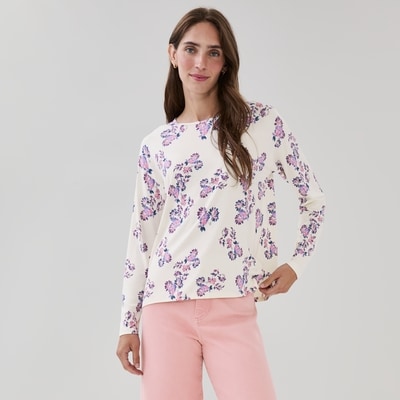 Printed Long Sleeve Top - Cream